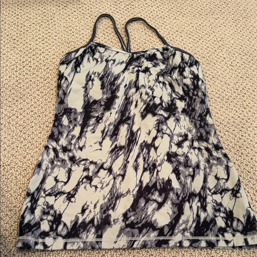 Lululemon Power Y Tank Stylish Black and White Women's Top